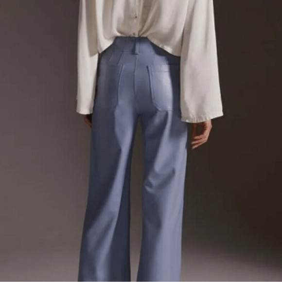 Anthropologie Maeve Blue The Colette Cropped Wide-Leg Faux Leather Pant - Picture 2 of 5